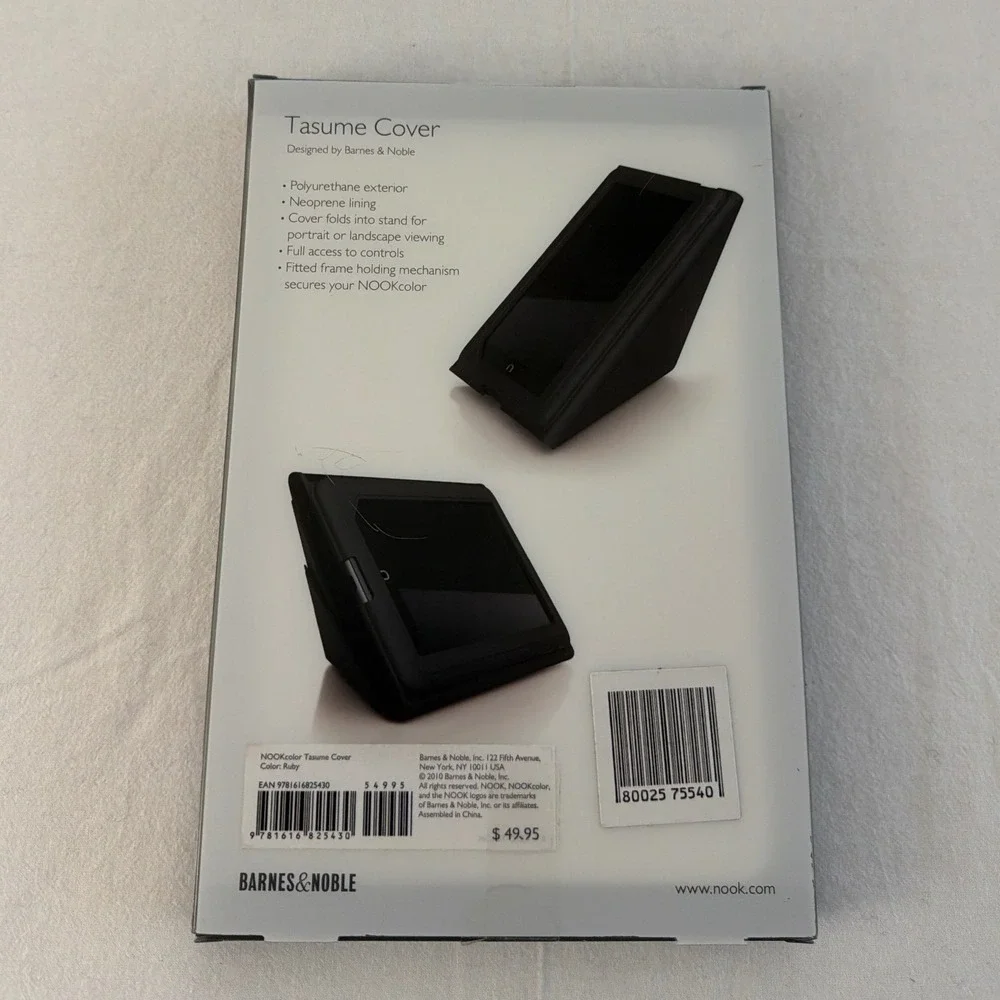 Barnes & Noble Nook Color Tasume Cover Ruby Red Polyurethane Folio Stand Case